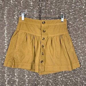 American Eagle Brown Corduroy Button Front Tiered Skirt Preppy Women's 2